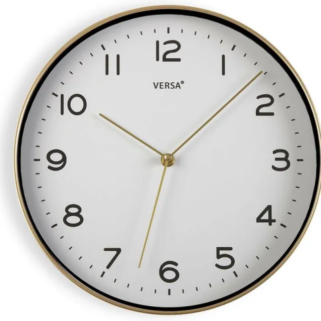 versa Muurklok Versa Gouden PU (30,5 x 4,3 x 30,5 cm)