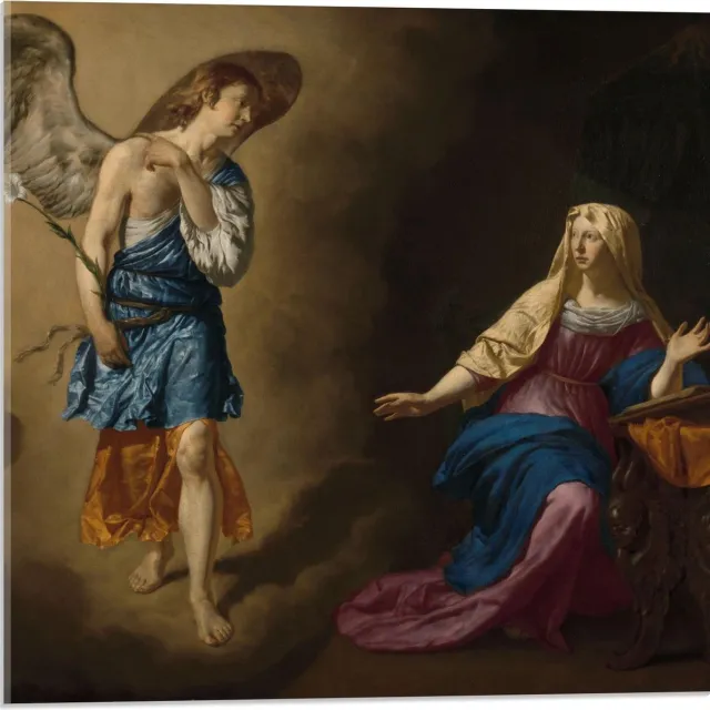 KuijsFotoprint Acrylglas - Oude Meesters - De verkondiging aan Maria, Adriaen van de Velde, 1667 - 50x50cm Foto op Acrylglas (Wanddecoratie op Acrylglas) Blauw