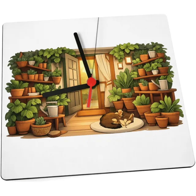 Mr Cadeautjes Klok 19 x 19 - design Een serene nachttuin in een serre met maanlicht en zachte mi | cadeau Wit