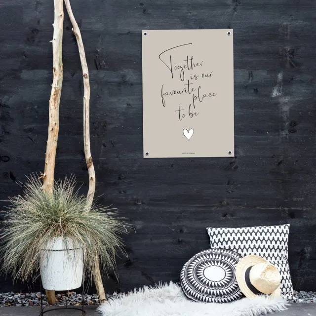MOODZ design Tuinposter | Buitenposter | Together is our favourite place to be | 70 x 100 cm | Zand