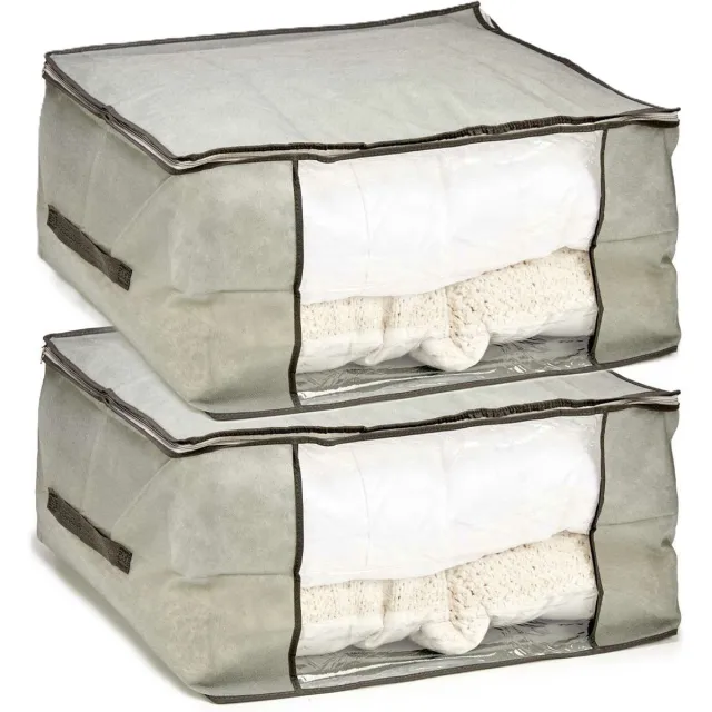 Arte r opbergtas/beschermhoes beddengoed/kleding - 2x - grijs - 60 x 45 x 30 cm