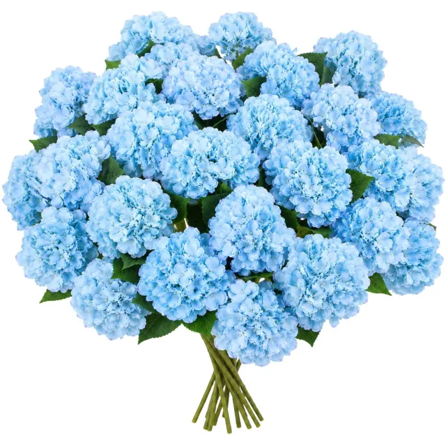 ROSIFY Kunstbloemen Kunst Hortensia - Nepbloemen - Kunstbloemen Boeket - Set van 24 stuks - 46cm - Blauw Blauw 24