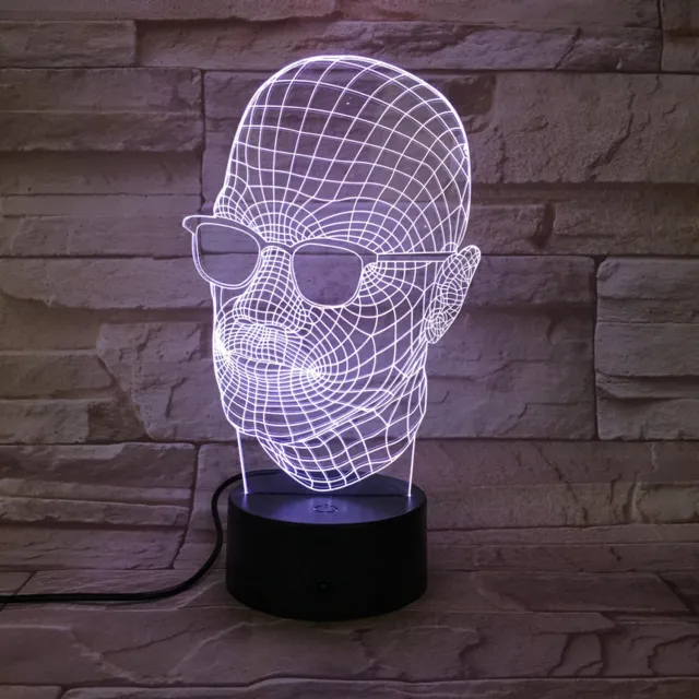MC Living 3D Led Lamp Met Gravering - RGB 7 Kleuren - Gezicht