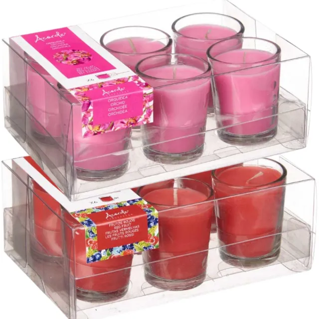 Arte r Arte regal geurkaarsen set - 6x rood fruit - 6x orchidee - in glas - 8 branduren