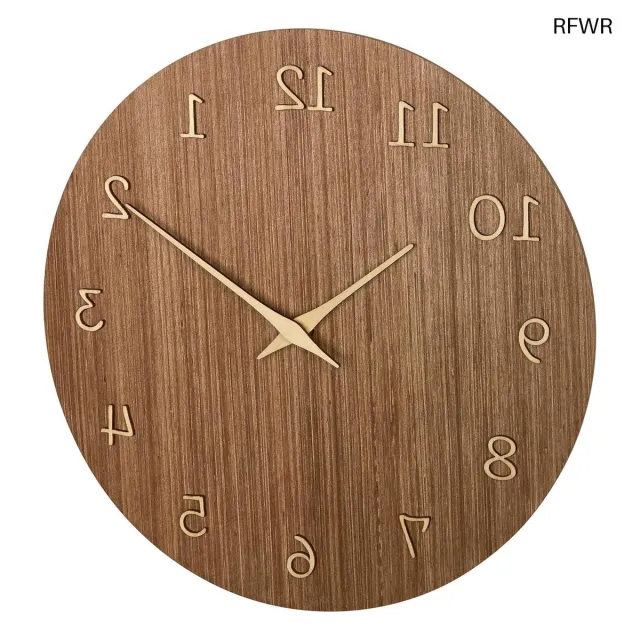 RFWR Moderne houten wandklok analoog – Decoratief accessoire voor thuis met hoge nauwkeurigheid en lange batterijduur