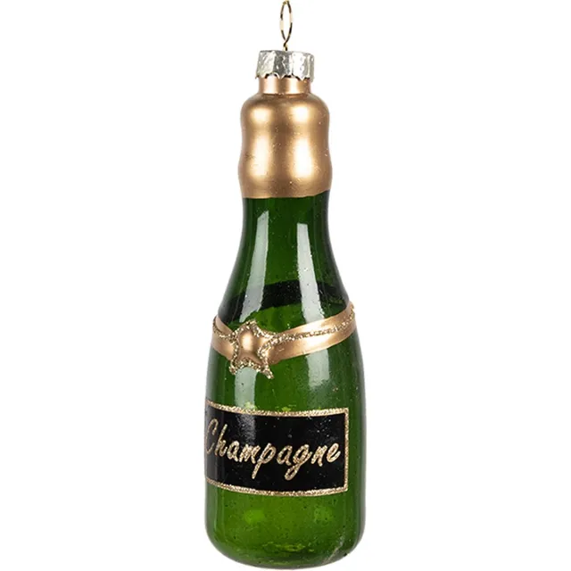 Clayre & Eef Kersthanger Fles 12 cm Groen Glas