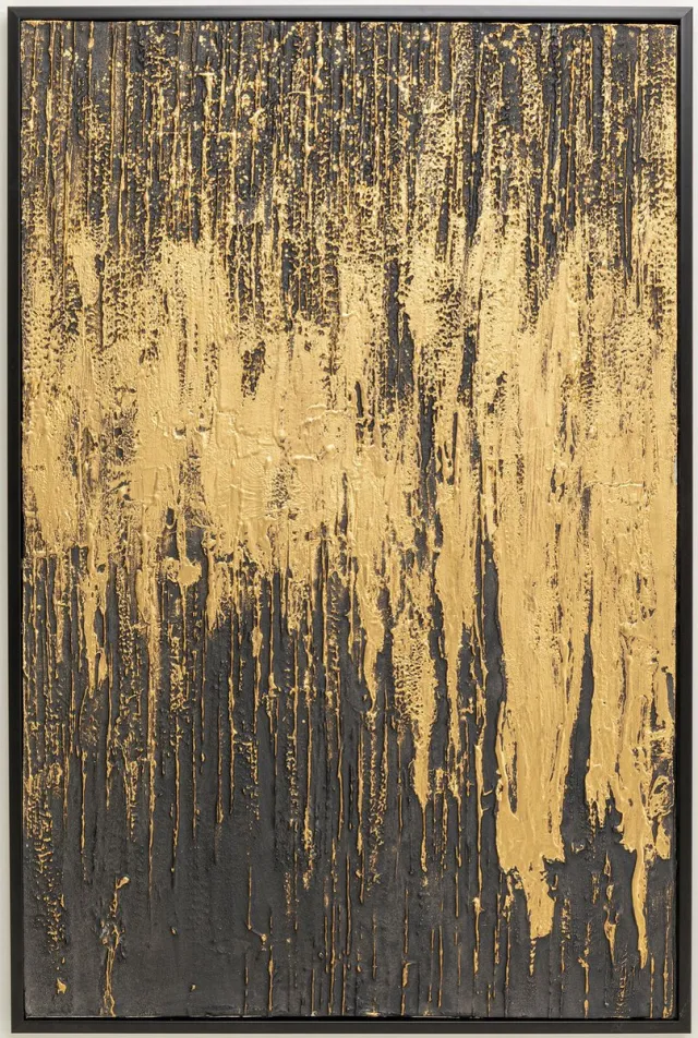 Kare Design Kare Schilderij Abstract Black 80x120cm Goud/Zwart