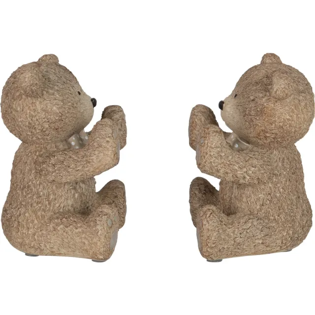 J-Line boekensteun Teddy - polyresin - lichtbruin - 2 stuks