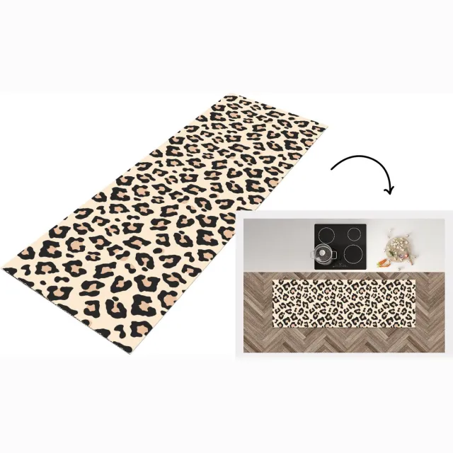 KitchenYeah Keukenloper - Loper keuken - Dierenprint - Panter - Wit - Keukenloper vinyl
