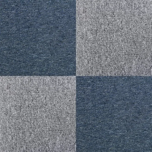 MonsterShop 40 tapijttegels - storm blauw & platinum grijs - 50x50cm - 10m2 bundel Platium Grijs en Storm Blauw