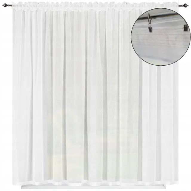 NOW-ART Vitragegordijn - 200 x 240 cm - Wit - Met universele ophangband