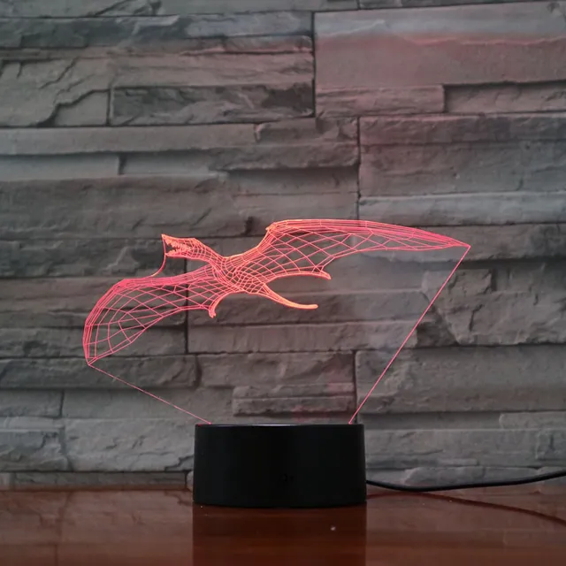 MC Living 3D Led Lamp Met Gravering - RGB 7 Kleuren - Dinosaurus