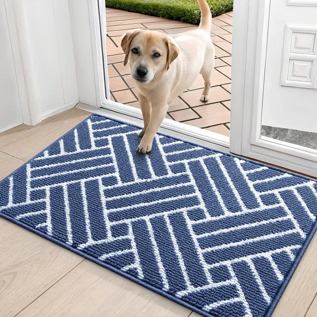 Homaxy Deurmat Binnen - Antislip Deurmat - Schoonloopmat - Deurmat voor binnen en buiten - Donkerblauw - 51x82cm