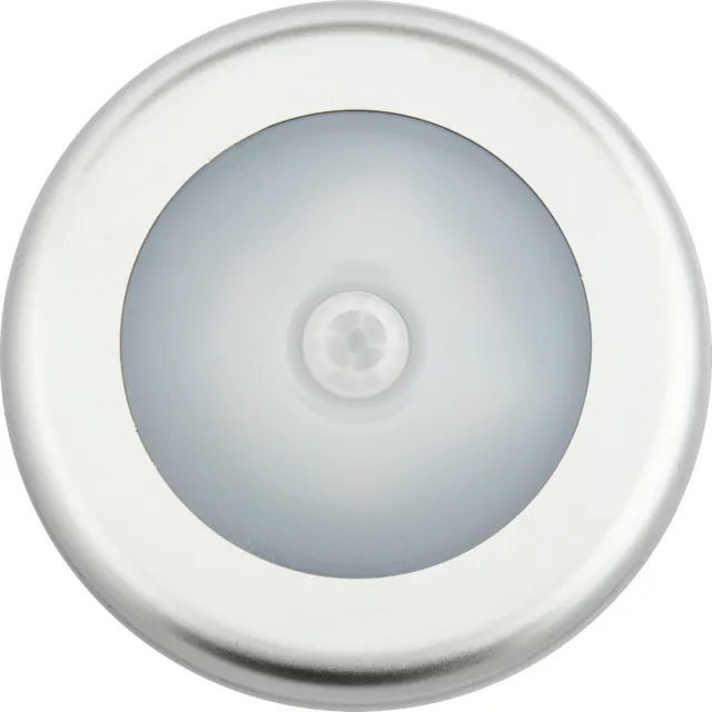 Groenovatie LED Kastverlichting - 1W - Rond - 4xAAA Batterijen - Sensor - Warm Wit - Aluminium Grijs