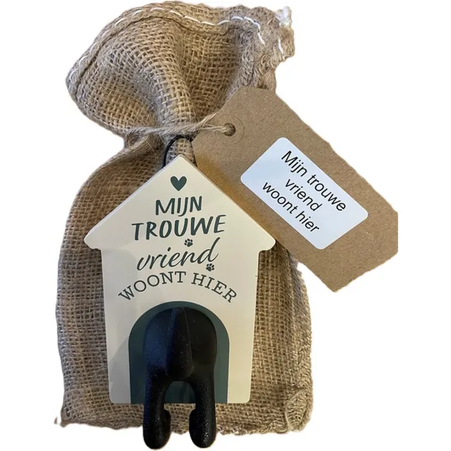 History& Heraldry Ltd Hondenriemhouder trouwe vriend-in leuk kado verpakking-15cmx10cm-woonaccessoires-hondengarderobe-kapstok voor honden-kado idee voor hondenbezitters-haak voor hondenriem creme
