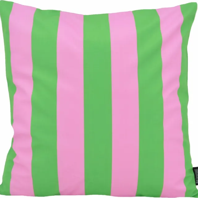 Gek op Kussens! Streep Groen/Roze Kussenhoes | 45 x 45 cm | Katoen/Polyester