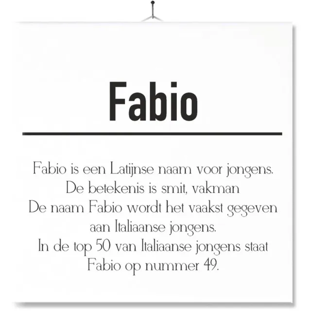 MC Living Tegel Met Opdruk | Betekenis | Kado | Cadeau | Met Naam - Fabio Multi-Color