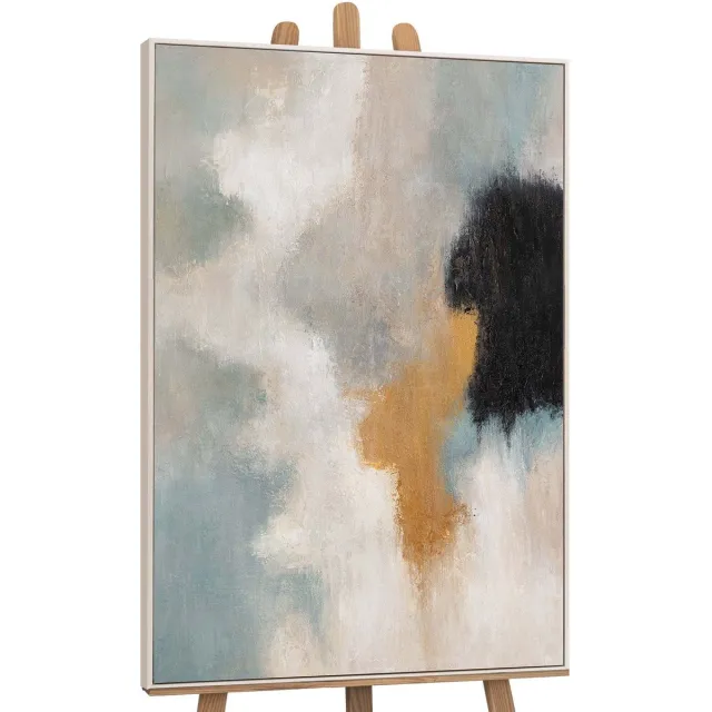YS Canvas schilderij handgeschilderd transitions of light abstract – YS-Art Gallery – Luxe wanddecoratie voor woonkamer – Modern schilderij voor slaapkamer en hal Beige