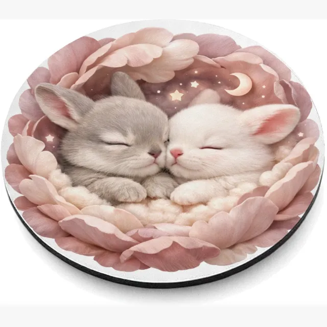 Mr Cadeautjes MDF magnetische fotolijst rond Ø 9,5 - design Een sprookjesachtige close-up met een dierlijk hoofdonderwer | cadeau Wit