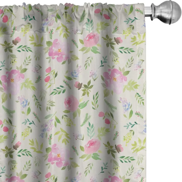 ABAKUHAUS Bloemen Voorhangen – 2x75x245 cm – Microfaser – Meerkleurig Mehrfarbig