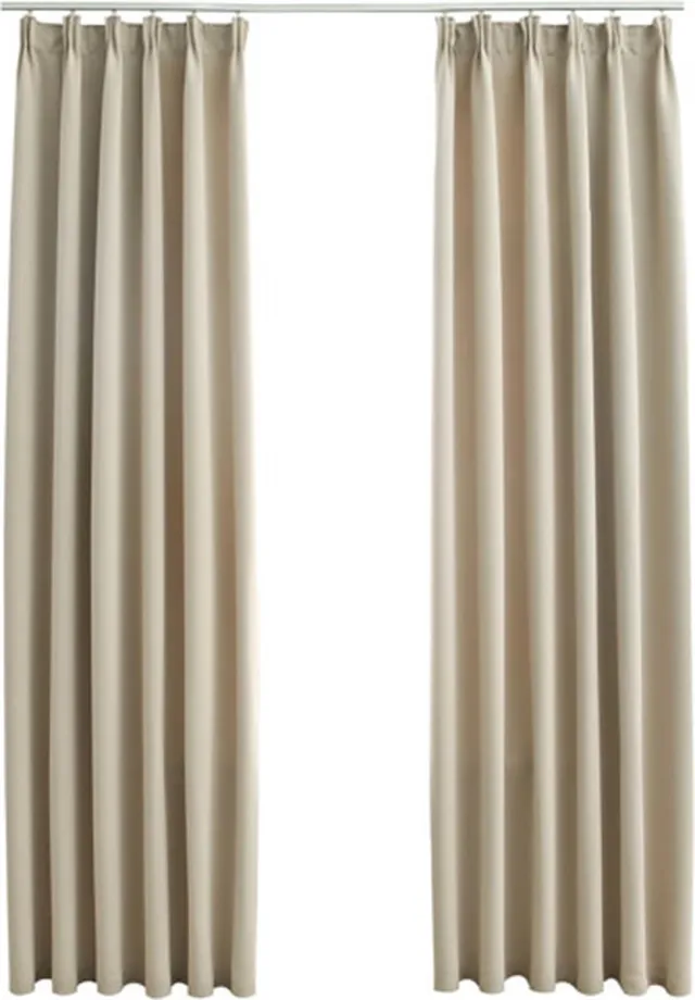 vidaXL Gordijnen - verduisterend - met - haken - 2 - st - 140x245 - cm - beige