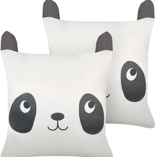 Beliani PANDAPAW - Sierkussen set van 2 - Zwart/Wit - 45 x 45 cm - Katoen