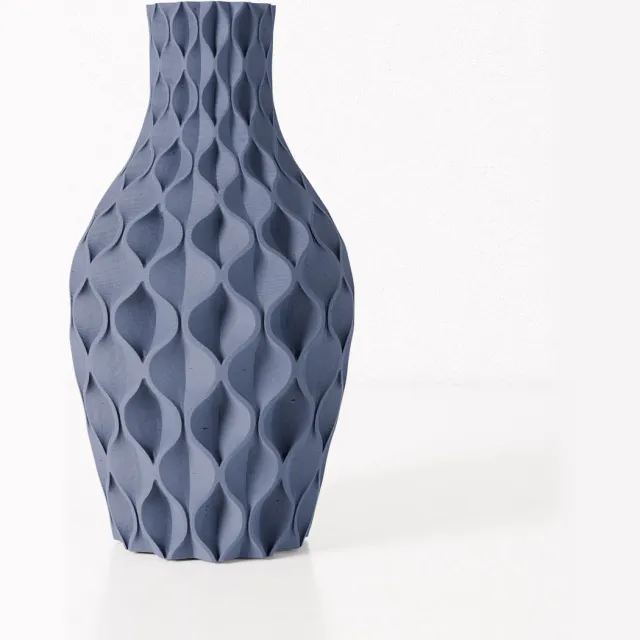 Fleuriek vaas VERA - Blauw H30 cm - Luxe designvaas voor tafel of dressoir - Reliëfpatroon
