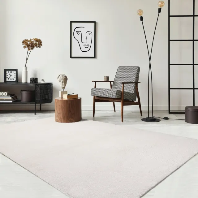 the carpet RELAX – Extra Zacht & Wasbaar Vloerkleed tot 30°C met Antislip Onderzijde – Fluweelachtige Structuur – Voor Slaapkamer of Woonkamer – Crème, 200 x 280 cm Creme