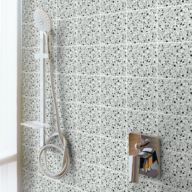 Ambiance Sticker Zelfklevende tegelmuurstickers voor keuken en badkamer - 30 Pasqual Terrazzo cementtegelstickers - 30 stickers 10x10cm Multi color