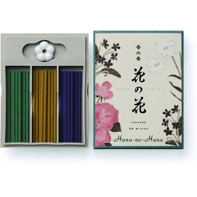 Nippon Kodo japanse wierook - hana no hana wierook giftbox - bloemen geuren - 1 doosje met 30 stokjes met wierookhouder Meerkleurig