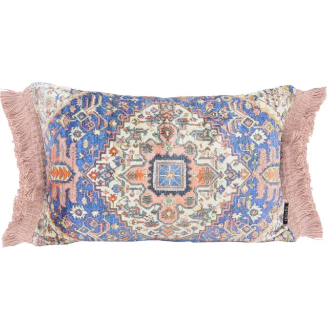 NOVÉE Persian Zarah Kussenhoes | 30x50 cm | Viscose/Katoen Roze/Blauw