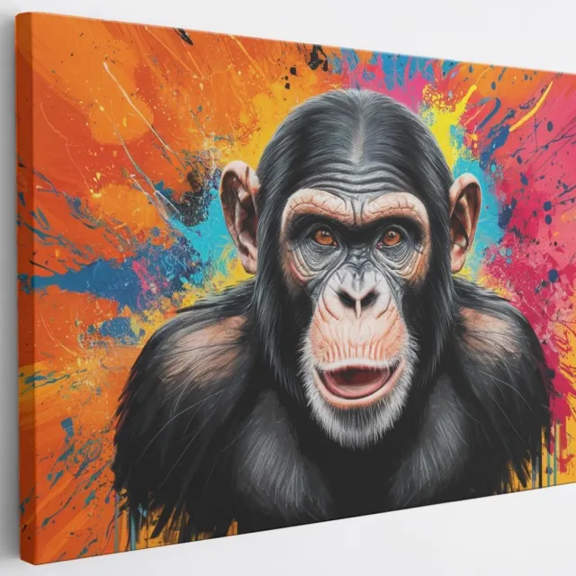 Saammp Canvas Schilderij - Aap - Abstract - Dier - 50x40 - Foto op canvas - Wanddecoratie - Muurdecoratie Woonkamer - Slaapkamer decoratie - Canvas Print Multicolor