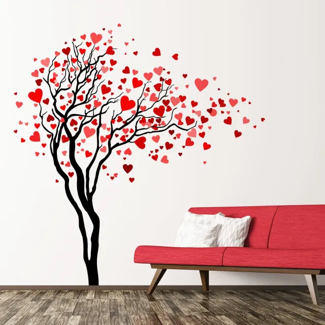 Ambiance Sticker Muurstickers - Hartenboom - Transparante achtergrond - 60x70cm Multi color