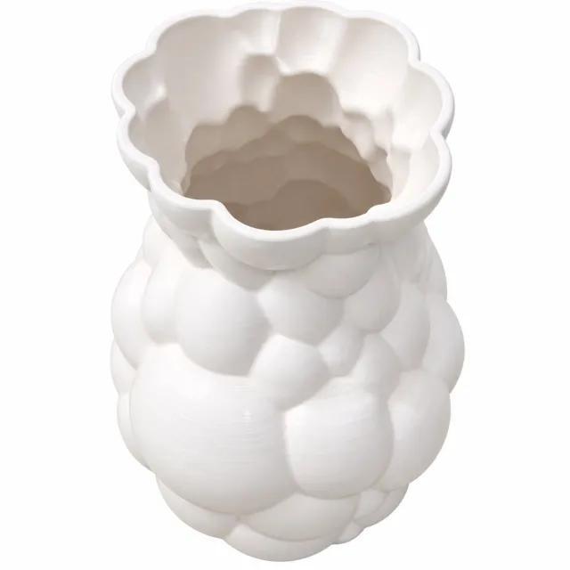 Belamonte Keramische Designvaas Bubble Lichtbeige 3D Geprinte Keramiek 20 x 28 cm