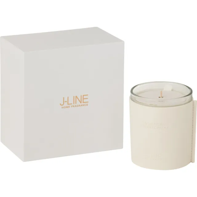 J-Line geurkaars Leder - Grape White - glas - wit - 40U
