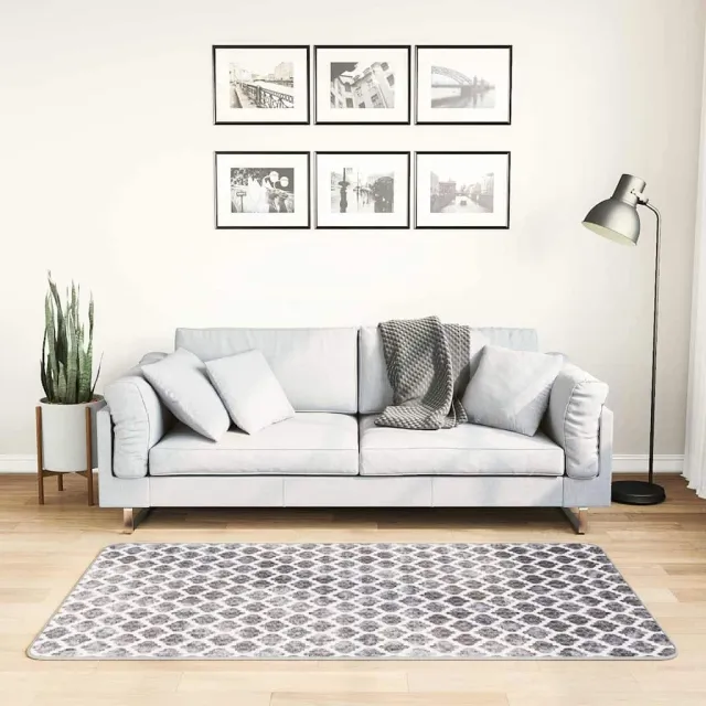 vidaXL Vloerkleed wasbaar anti-slip 80x150 cm meerkleurig grijs, foto 2