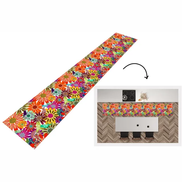 KitchenYeah Keukenloper - Keukenmat - Regenboog - Bloemen - Patronen - Hippie - Keuken vloerkleed Multicolor