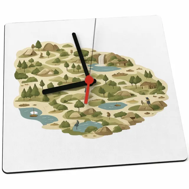 Mr Cadeautjes Klok 19 x 19 - design Een rustige stadsplattegrond als decoratieve print met mini| cadeau Wit