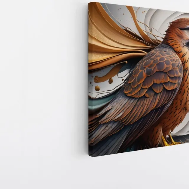 Saammp Canvas Schilderij - Abstracte Vogel - Portret - Natuur - Dieren - 30x30 - Foto op canvas - Wanddecoratie - Muurdecoratie Woonkamer - Slaapkamer decoratie - Canvas Print Multicolor