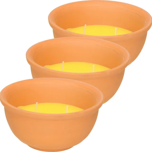 Trendoz Citronella kaars - 7x - in terracotta pot - D13 cm - citrusgeur Geel
