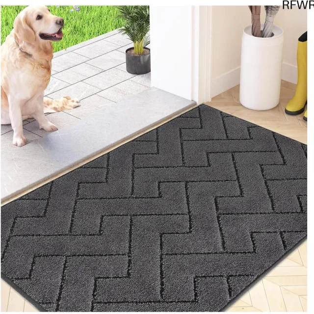 RFWR Schoonloopmat voor binnen 50 x 80 cm - Machinewasbaar en Antislip - Vuil- en Vochtafstotend Donker houtskool