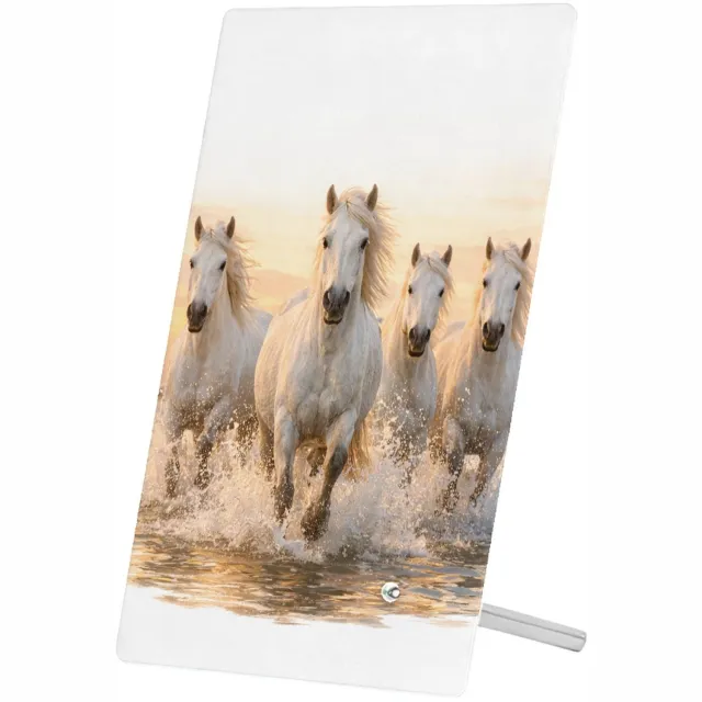 Mr Cadeautjes Glasframe 11 x 16 - design Een dynamische natuurscène met een enkele centrale hoofdfigu | cadeau Wit
