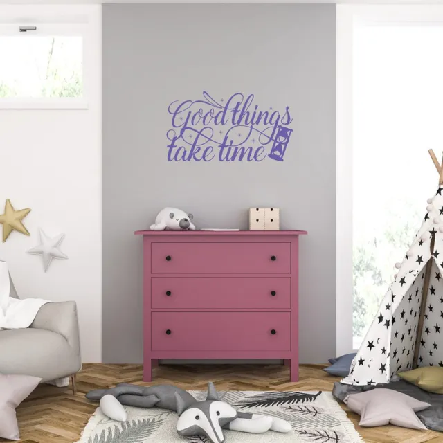 MC Living Muursticker - Good Things Take Time - 40,6 x 72,8 - Paars