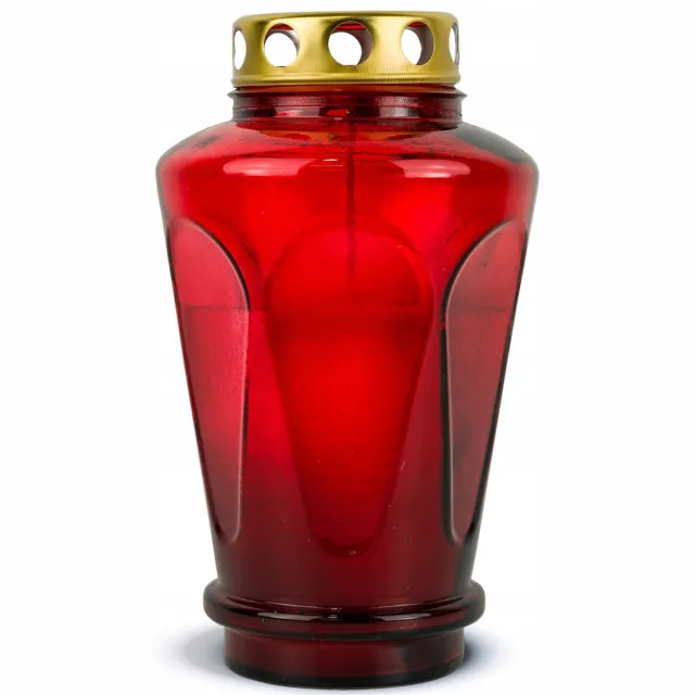 RAL Grote Rode Znicz 21 cm DP19sL Glazen Graflicht met Metalen Kap Rood
