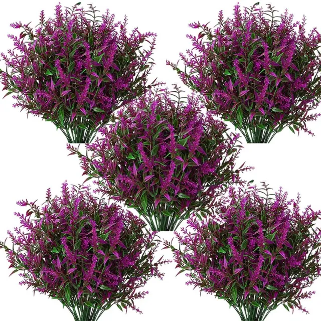 Flintry 10 stuks kunstlavendel voor buiten – UV-bestendige nepbloemen – Voor hangpotten, tuin & thuisdecoratie – Geen onderhoud – Rood & Groen Rood Groen-10pcs