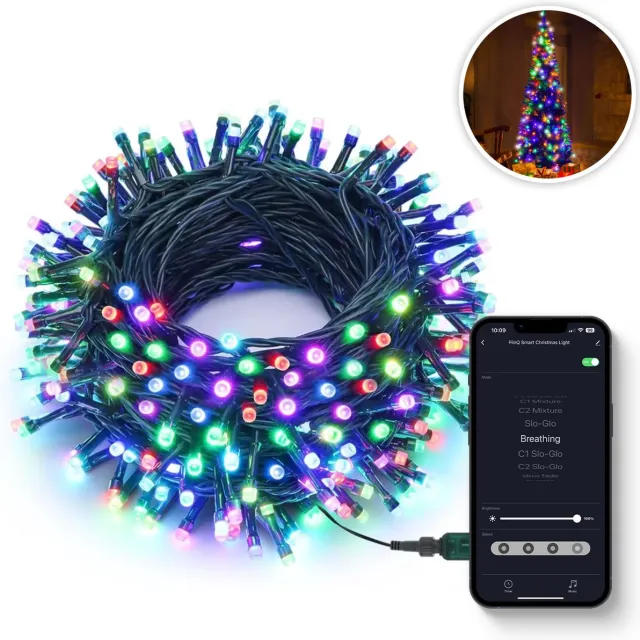 Flinq 200 LED Slimme Lichtketting - Kerstboomverlichting - kerstverlichting voor binnen en buten - Lichtsnoer - Lichtslinger warm wit en Multicolor - Perfect voor Kerstdecoratie - 23 meter
