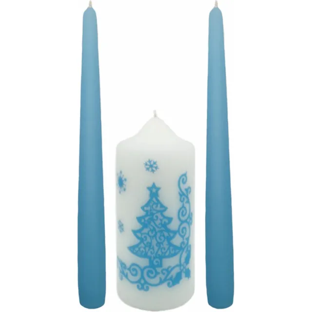 Van Licht Kerstkaarsen Blauwe Kerst set van 3 stuks wit/blauw