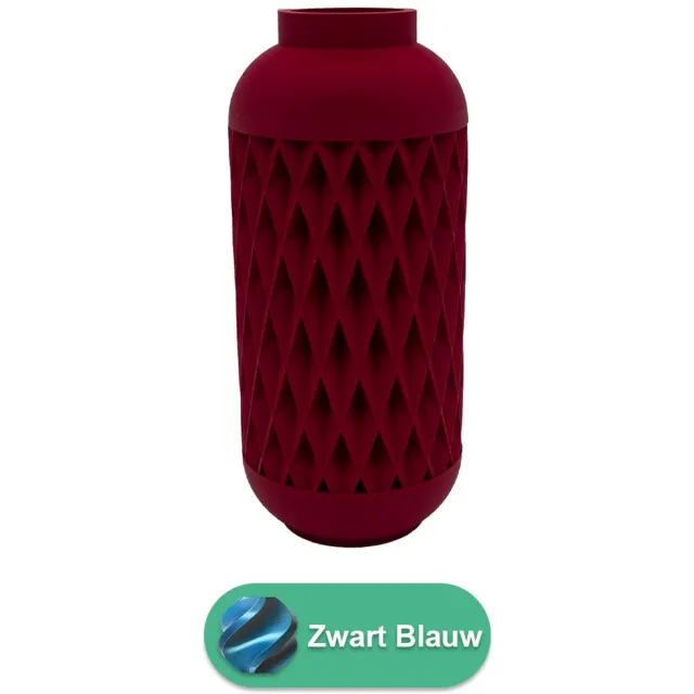 Lovora Zavira moderne vaas – Decoratieve vaas - Zwart / Blauw - 3d geprinte vaas – geschikt voor droogbloemen - 20CM