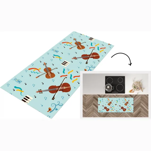 KitchenYeah Keukenloper - Loper keuken - Muziek - Cello - Noten - Keukenloper vinyl Multicolor
