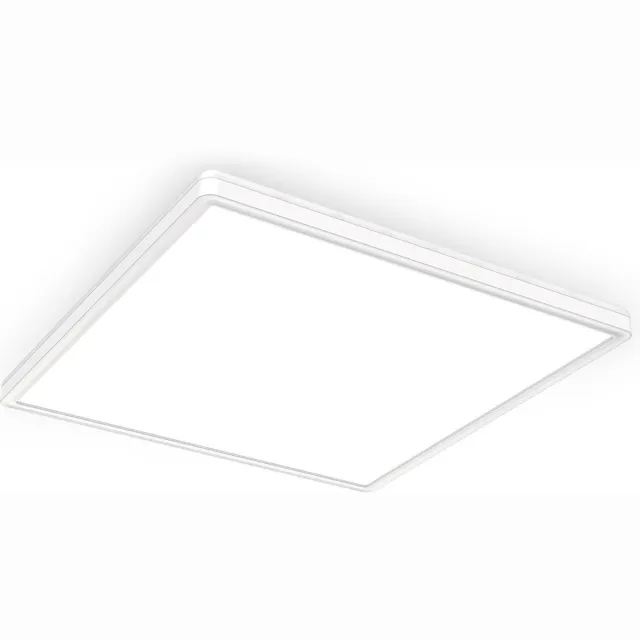 B.K.Licht LED Plafonniére - dimbaar - plafondlamp met indirect licht - neutral wit licht 4.000K - 3.000Lm - 22W - 42x42cm Wit (hoekig)